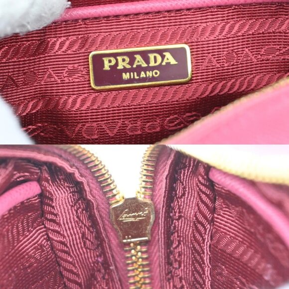 PRADA Saffiano Mini Crossbody Shoulder Bag Leather Pink Gold Italy - Picture 8 of 14